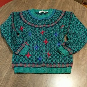 80s-90s Vintage Teal Sweater Medium